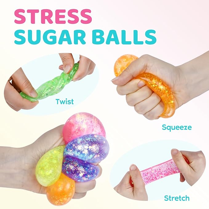 12 Pcak Fidget Stress Balls, Slow Rising Stress Ball for Kids Adults,Hand Therapy Sensory Squishy Ball,Bulk Squishy Squeeze Ball Set and Birthday Party
