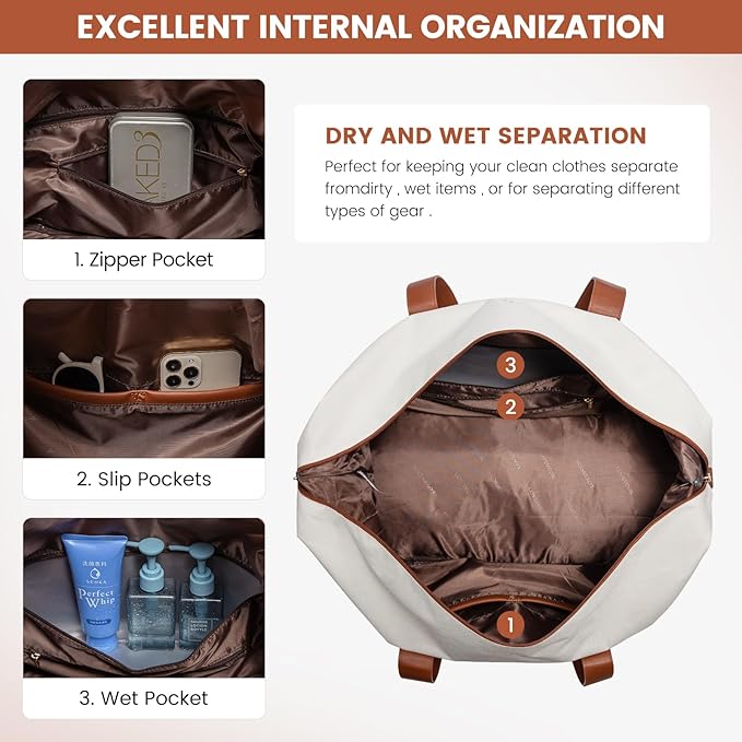 LOVEVOOK Weekender Bag, Large Travel Duffel Bag for Women with 2 Packing Cubes, Carry on Overnight Bag with Shoe Compartment, Mom Hospital Bags for Labor and Delivery