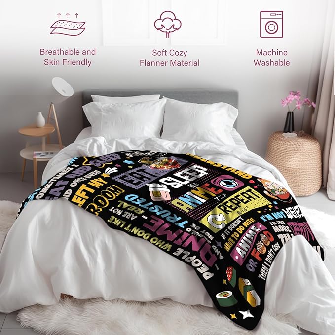 Anime Gifts for Girls, Japanese Anime Gifts for Women, AAnime Lovers Men, Soft Throw Blanket 50" *60"