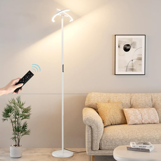 Floor Lamps for Living Room, 40W/2400LM LED Floor Lamp with Touch & Remote Control, 70" Tall Standing Lamp Stepless Dimmable, Modern Torchiere Corner Lamp for Bedroom, Office - White