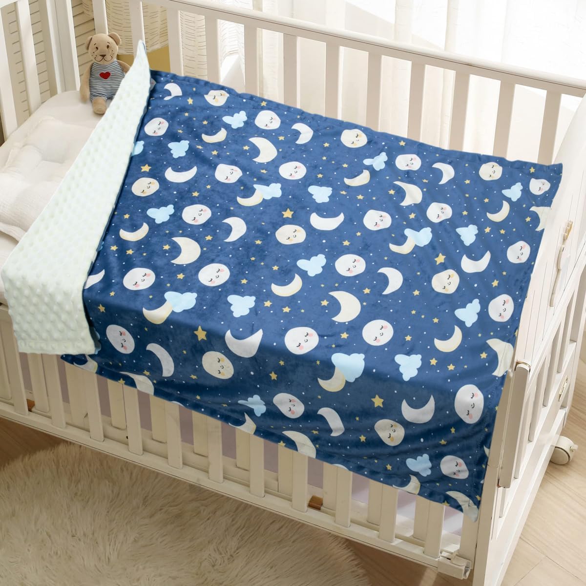 Baby Blankets for Unisex Boys Girls, Super Soft Nursery Minky Blankets, 30 x 40 inch Outer Space Printed Bed Throws Newborn (Night Sky)