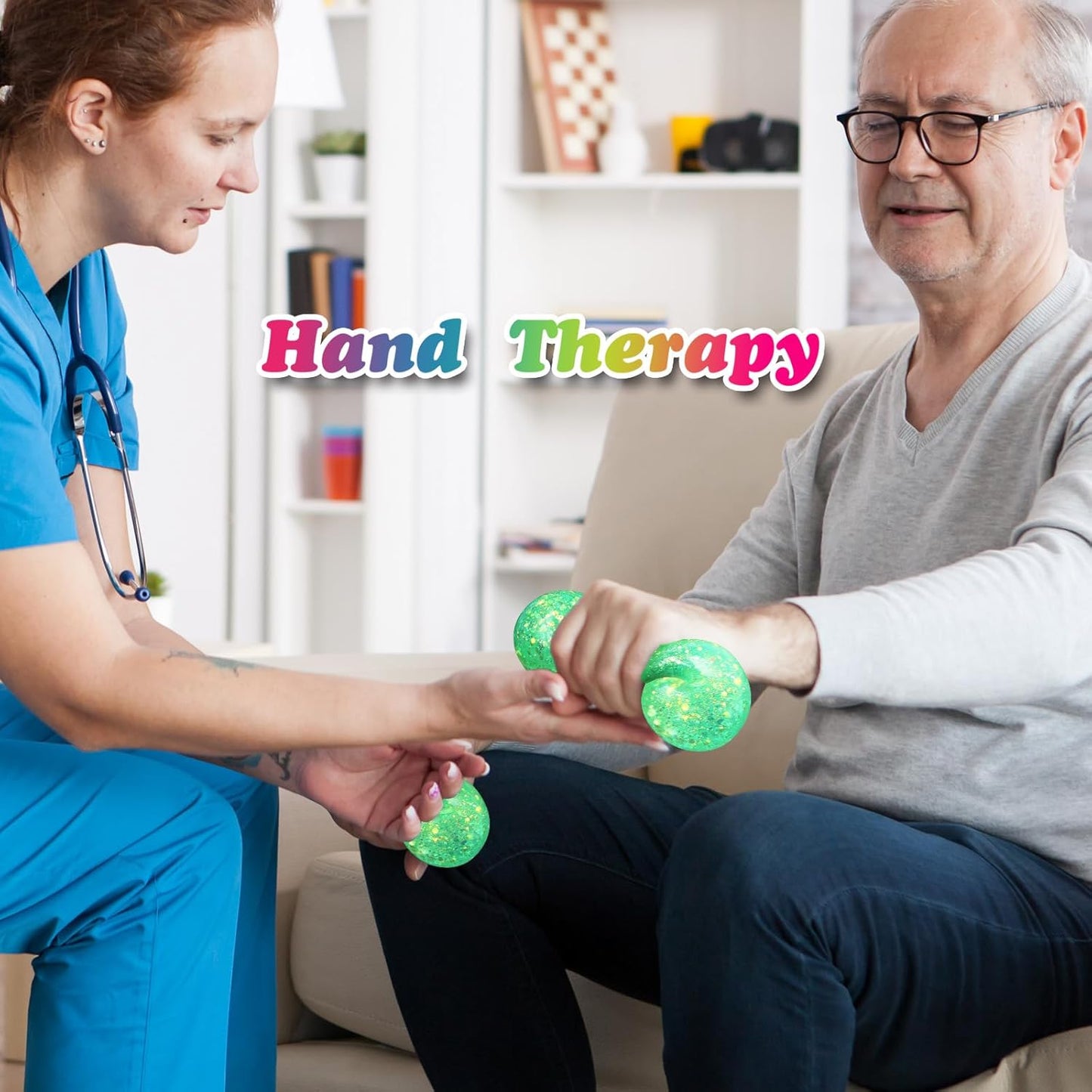 2Pack Glitter Squishy Cube - Slow Rise Nice Sugar Stress Cube Gel Stress Balls for Adults, Glitter Squishy Balls for Kids, Stress Relief/Classroom Fidget/Treasure Box Prizes(Green)