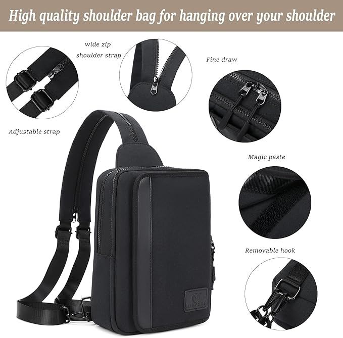 MYHOZEE Sling Bag Crossbody Backpack Purse - 2 in 1 Nylon Cross Body Bag Diaper with Wipes Pouch, Water Bottle Pocket