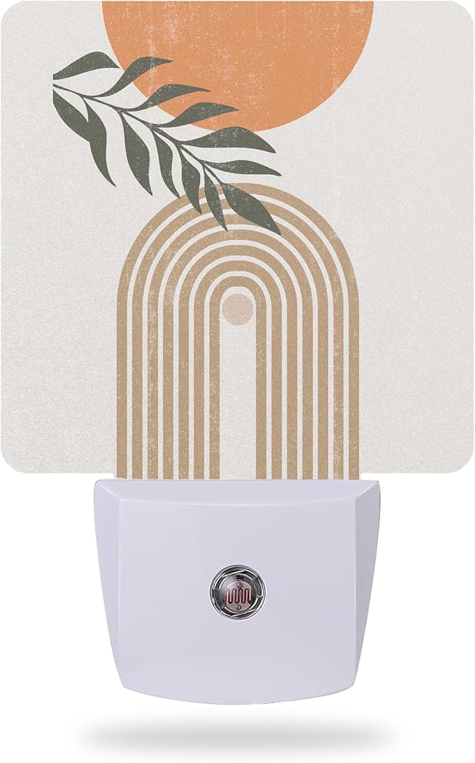 Night Light Plug into Wall,Boho Sun and Leaves Night Light with Dusk to Dawn Sensor Night Light for Kid Girls Boys Women Men Room Decor,Hallway,Kitchen,Bathroom,Nursery,Stairs