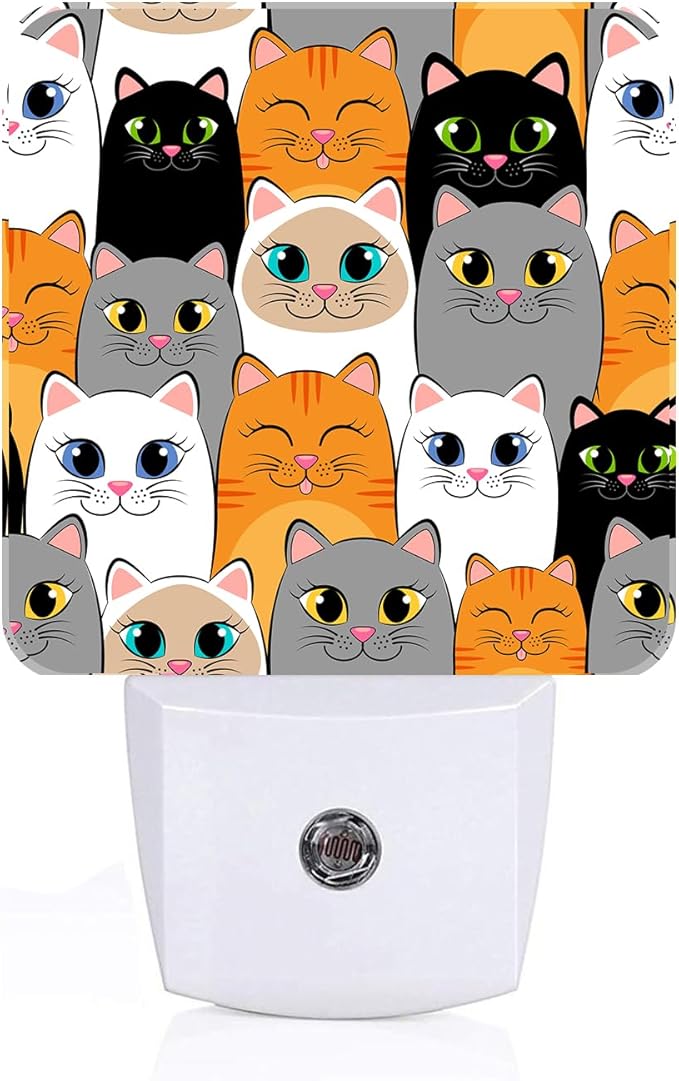 Cats Night Light,Plug Into Wall Decor for Stairway,Hallway,Kitchen,Dusk to Dawn Sensor Nightlights for Boys/Girls/Women/Men Room Gifts