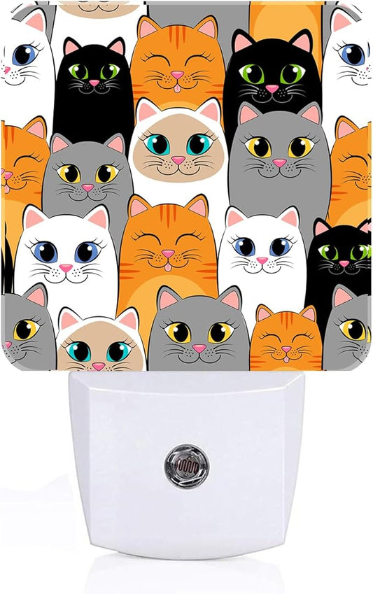 Cats Night Light,Plug Into Wall Decor for Stairway,Hallway,Kitchen,Dusk to Dawn Sensor Nightlights for Boys/Girls/Women/Men Room Gifts