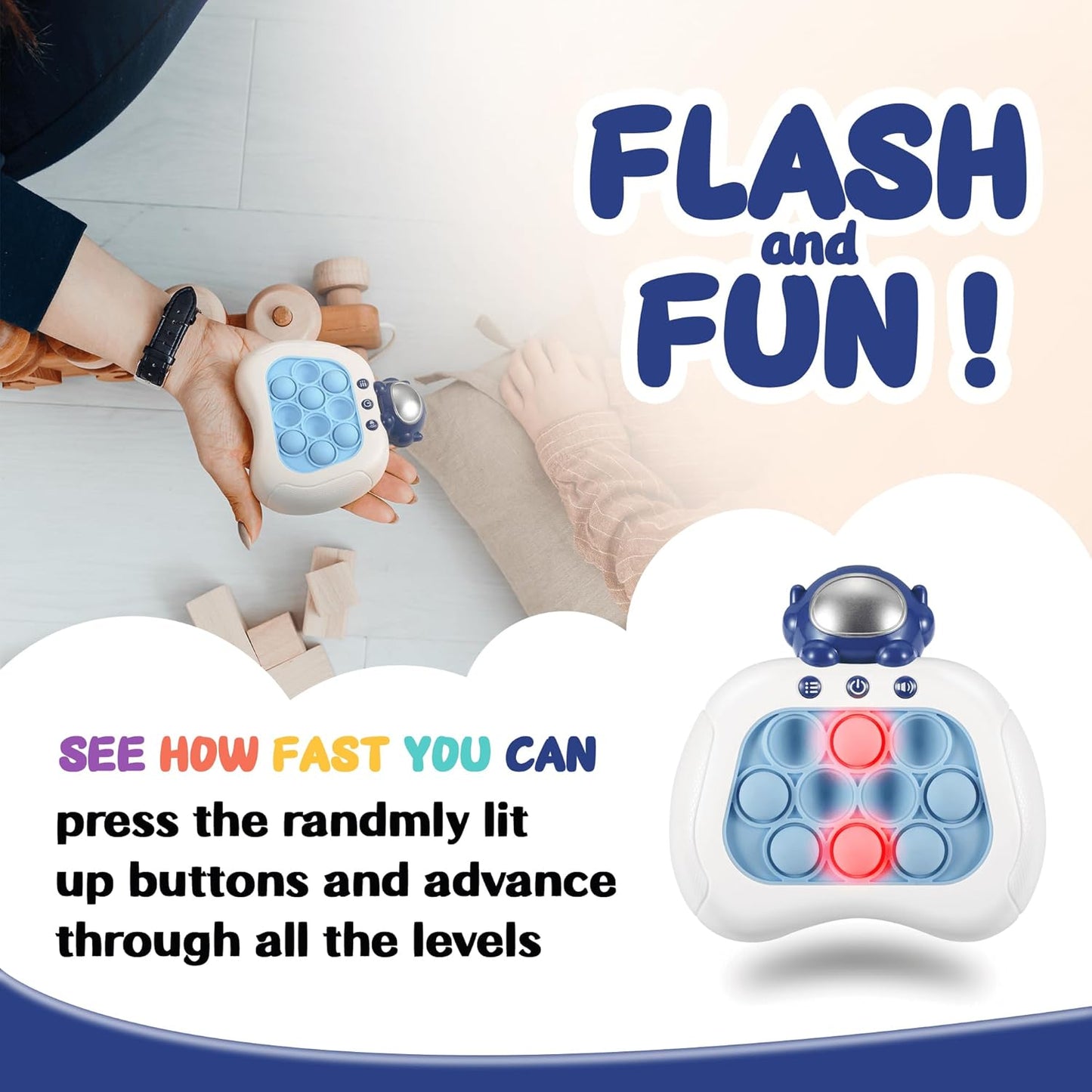 Push Game Console, Handheld Game for Kids 6-8 Years Old, Push Game, Bubble Pressure Glow Game, Autism Sensory Toy, Birthday Gift for Boys, Girls, Teens 8-12 Years Old…