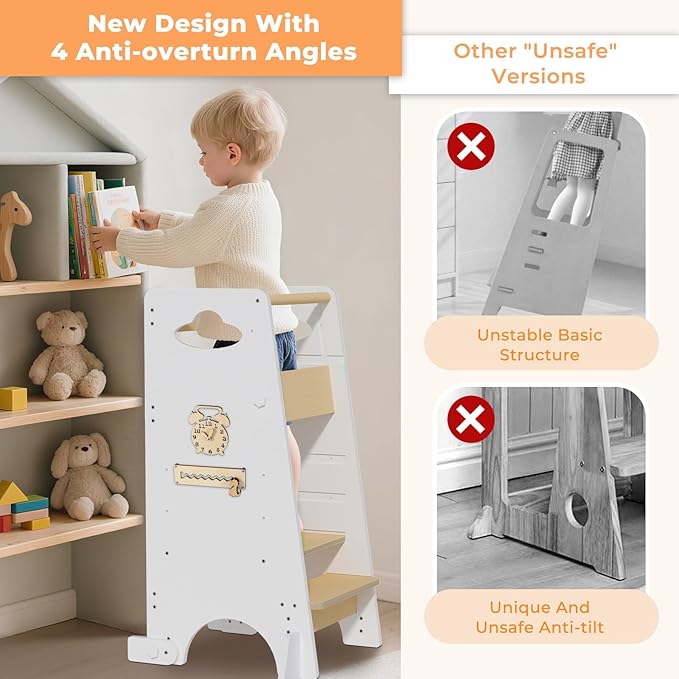 Toddler Tower 3-in-1 Multifunctional Kitchen Stool Helper, Adjustable Height ，Highchair