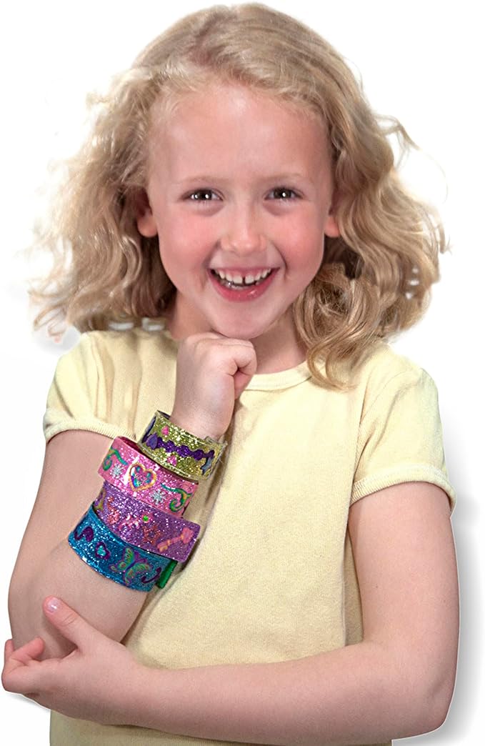 Melissa & Doug Design-Your-Own Bracelets with 100+ Sparkle Gem & Glitter Stickers, Kids Snap Bracelets, Stickers & Jewelry Crafts, Preschool Toys for Girls & Boys Ages 4+