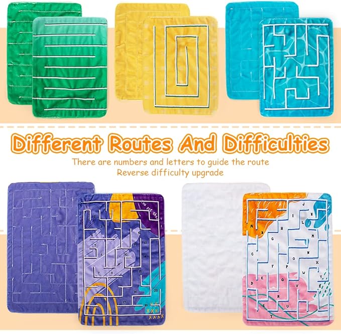 5 Pcs Marble Maze Mat Sensory Fidget Stress Relief Toys,Sensory Mat Anxiety Calming Toys,Tactile Sensory Toys for Kids Adults Teens Autism with Special Needs School Classroom Home Supplies,2 Sizes