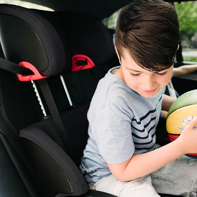 Clek Oobr High Back Booster Seat with Adjustable Headrest, Reclining Design, Latch System, and Retardant-Free Fabric (Railroad Ziip)