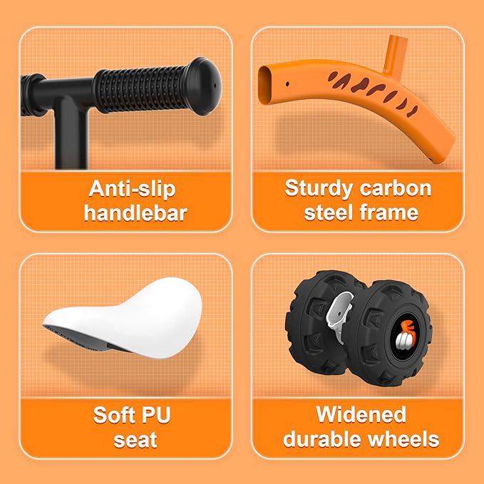 Wdmiya Baby Balance Bike for 1 Year Old Boys Girls, Riding Toys for Toddlers, No Pedal Bicycle, 12-36 Months Kids First Bike, Best Gift for Birthday, Christmas, Halloween (Tiger)