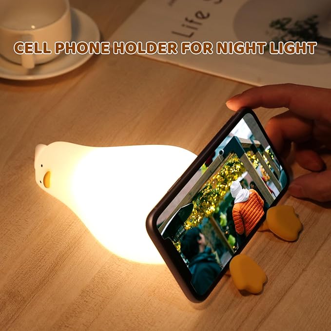 Duck Night Light, Touch Control Dimmable Silicone Bedside Lamp for Kids, USB-C Charging & 30-Min Timer, Nursery Decor Gift