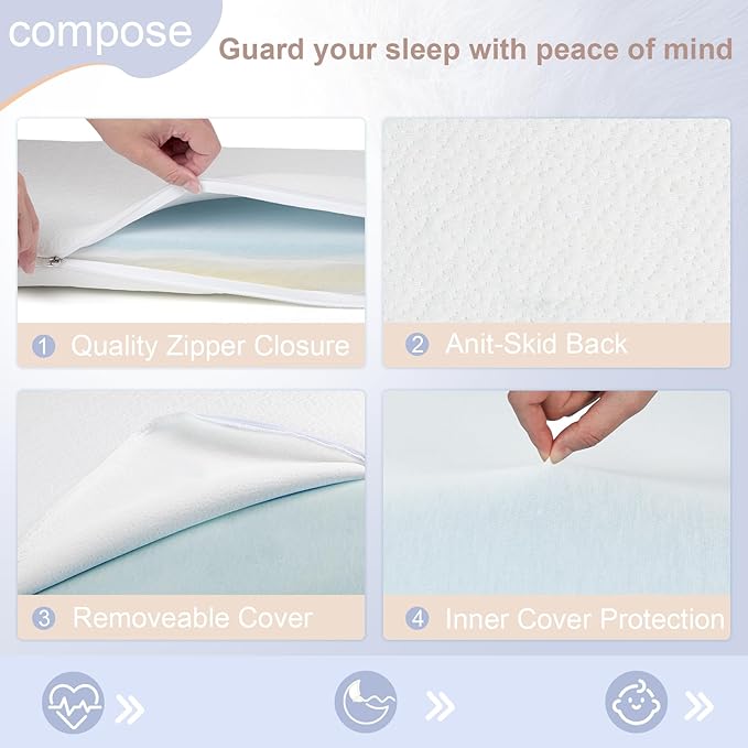 NeoBorn Baby Bassinet Mattress Pad, 30" x 15" Dual Sided Comfort Gel Memory Foam Mattress with Removable Breathable Soft Tencel Cover Fit for Dream On Me Lacy/Snoo/Moses Basket Baby Bassinet