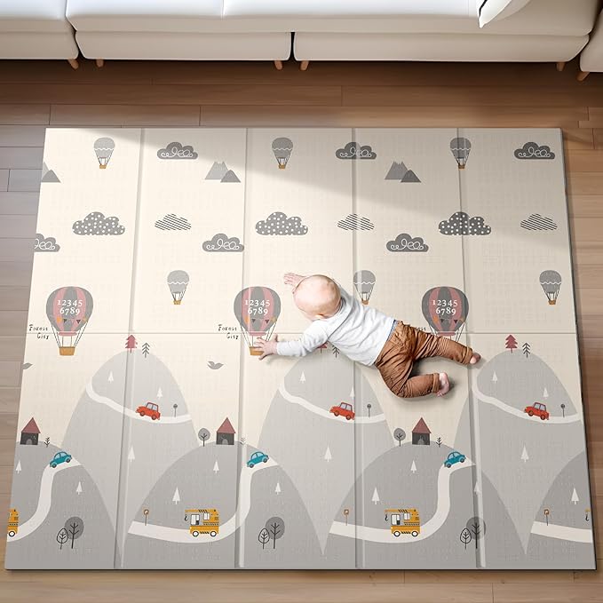 UANLAUO Foldable Baby Play Mat - 71 x 59 Inches, Reversible for Infants to Kids, Anti-Slip for Indoor and Outdoor