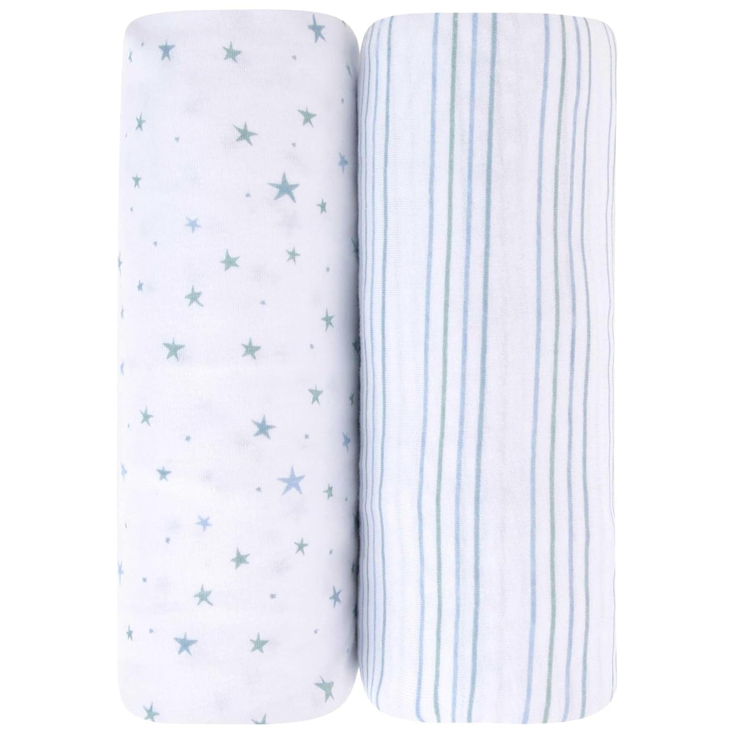 Changing Pad Cover 2 Pack - Baby Cradle Sheet with 100% Jersey Cotton - Changing Pad Covers for Boys, Newborn Essentials (Blue Stars & Stripes)