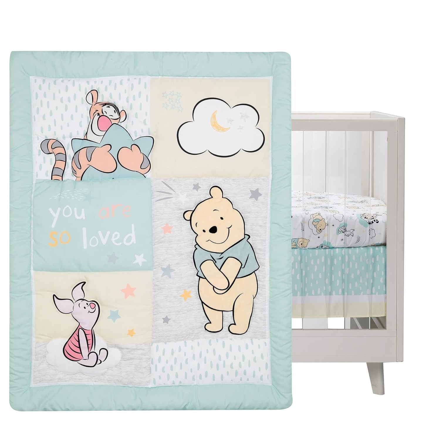Lambs & Ivy Disney Baby Winnie The Pooh Hugs 3-Piece Nursery Crib Bedding Set