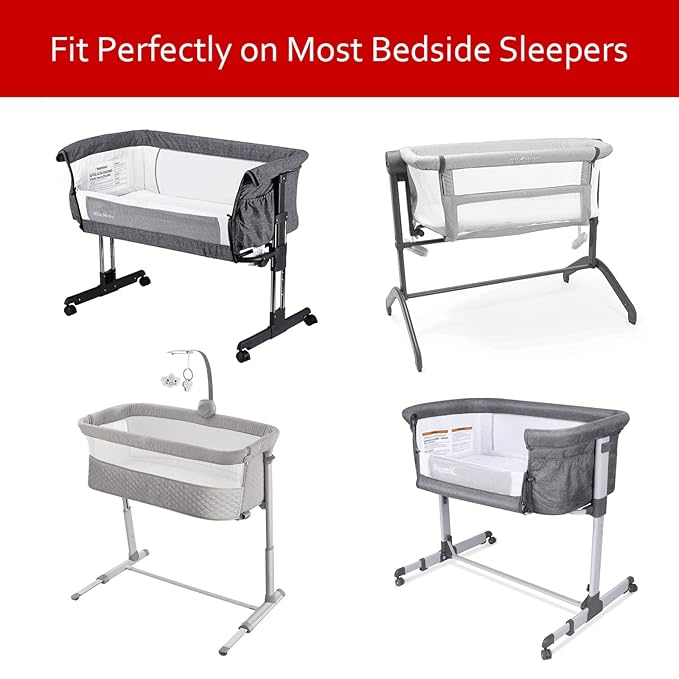 Bedside Sleeper Bassinet Sheets Waterproof 2 Pack Compatible with Mika Micky & MiClassic & Milliard Bassinet, Fit Most Bedside Sleeper Bassinet Mattress, Grey&White