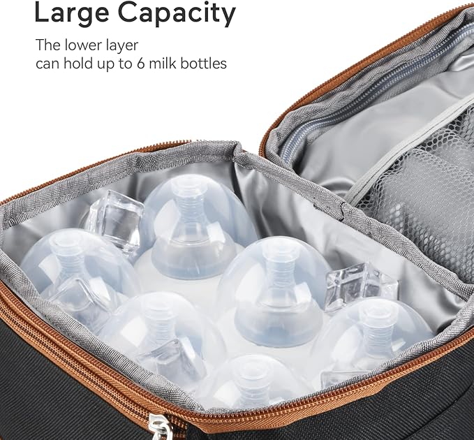 Momcozy Insulated Baby Bottle Bag, Multi-Function Breastmilk Cooler Bag, Fit as Wine Carrier or for Milk Bottles Like Dr. Brown, Comotomo, Philips, Nuk, Lansinoh, etc.