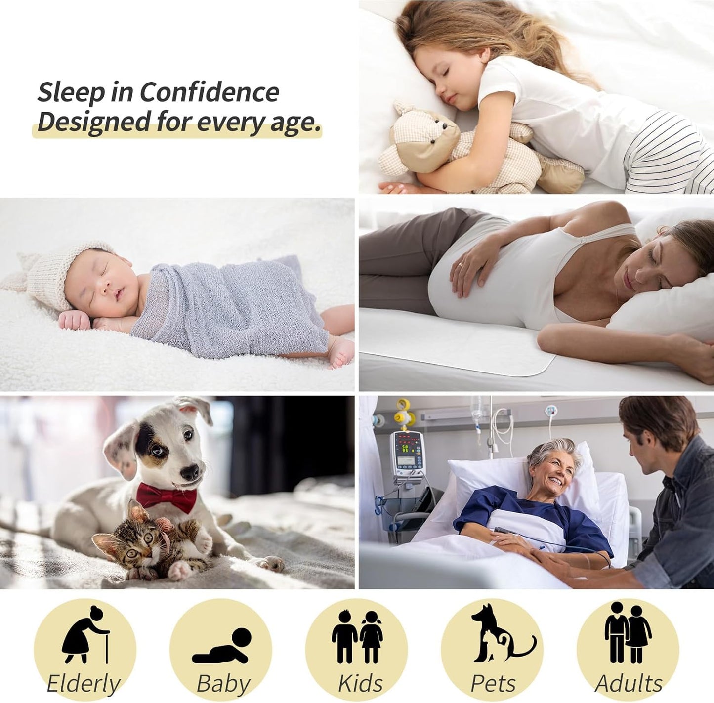 CoolShields Waterproof Bed Pads Incontinence 34'' x 36'' (1 Pack) Washable Reusable Bedwetting Mattress Protector Pad for Kids, Adults, Elderly, and Pets