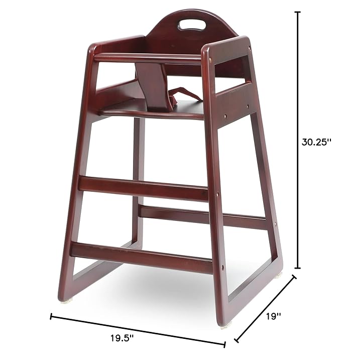 Wooden High Chair for Baby & Toddler – Restaurant-Style Stackable HighChair with Commercial Grade Solid Wood for Dining Table & Kitchen – Compact & Portable Design for Home & Restaurant Use - Cherry