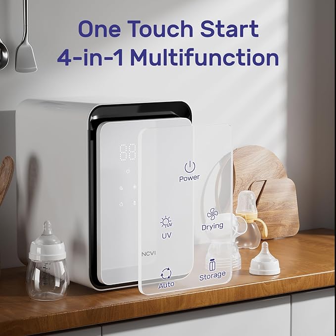 NCVI 12L UV-Light Baby Bottle Dryer Pro for Infant Must Have Can Hold 12 Baby Bottles, Baby UV Household Box Cabinet for Baby Pacifiers/Silicone Teether Toys/Breast Pump Parts