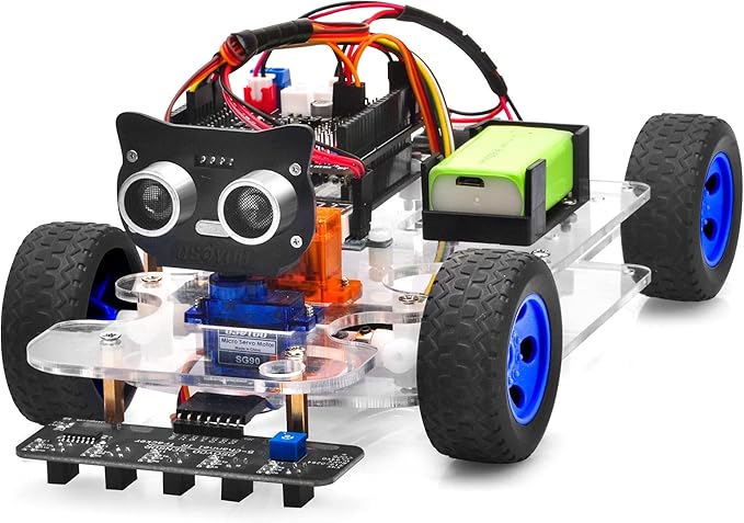 OSOYOO Robot Rc Smart Car DIY Kit to Build for Adults Teens with Servo Power Steering Motor, WiFi, Bluetooth, Code Programmable Compatible with Arduino