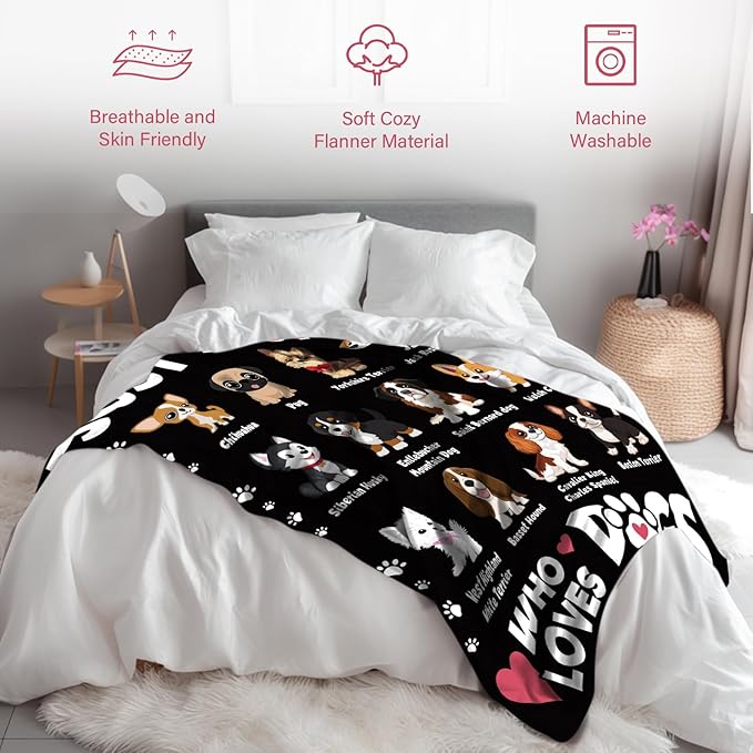 Puppy Blanket Gift for Lover, Dog Gifts for Women, Christmas Birthday Gift for Her Daughter, Just a Girl Who Loves Dogs, 50 * 60" Soft Warm for Sofa Bed Blankets