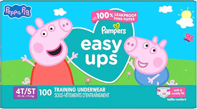 Pampers Training Pants - Easy Ups Girls & Boys - Size 4T-5T, 100 Count, Peppa Pig Potty Underwear (Packaging May Vary)