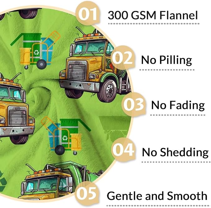 Boys Blanket Gift Garbage Truck Throw Blankets for Kids Adults, 60x80 Inches Cute Decor Throw for Sofa Couch Chair Bed All Season Cozy Soft Stuff