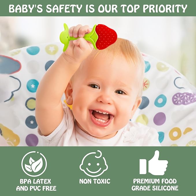 Baby Teething Toys for 0-6 6-12 Months (5 Pack) - Tinabless Food Grade Silicone Teething Mitten&Teething Relief Toys Set, BPA-Free, Freezer Safe for Infants and Toddlers, Silicone Baby Teethers(Green)