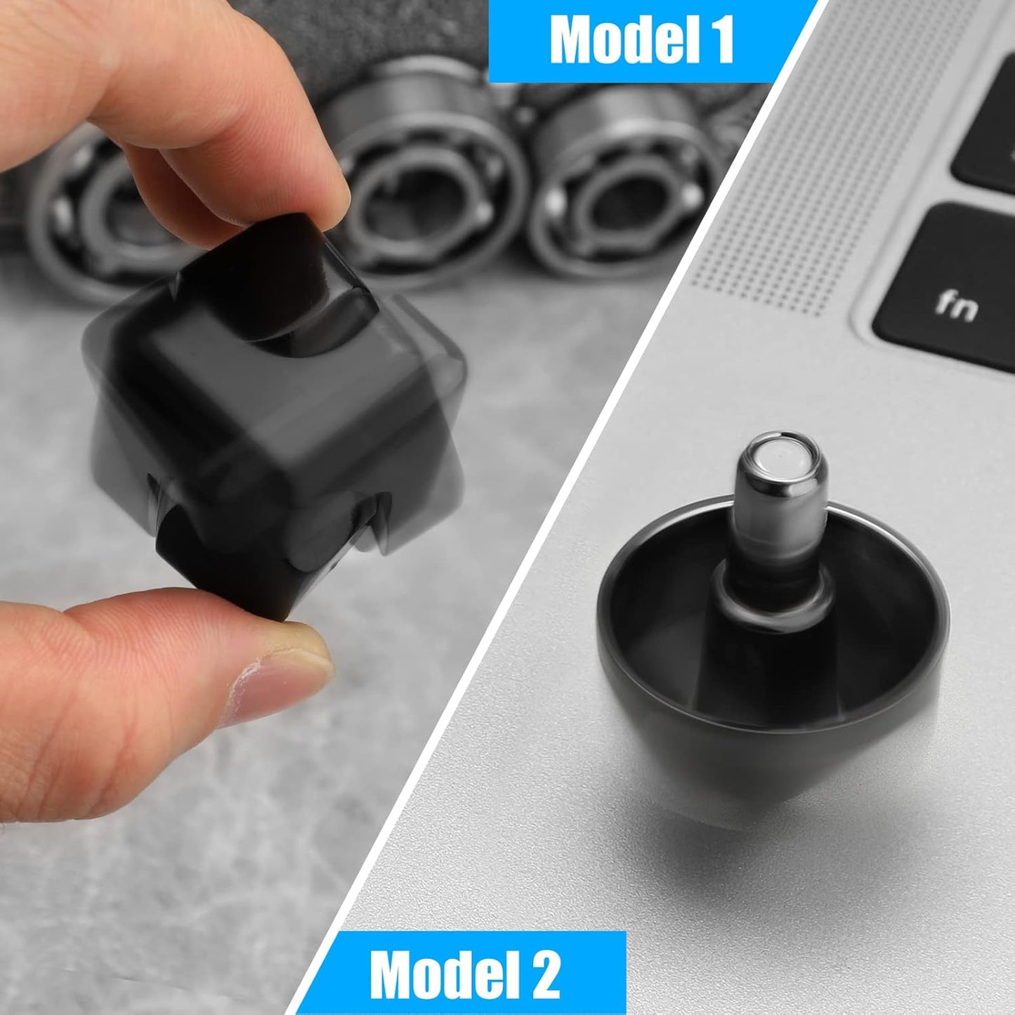 Infinity Gear Fidget Cube Spinner for Kid Adult, Transformable Spinning Top Metallic Fidget Toys for Anti-Anxiety Stress Relief Autism ADHD, 2-in-1 Cube Focus Toy for Desktop Office Classroom Black