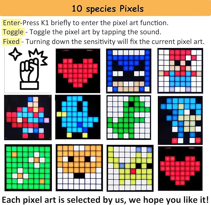 DIY Music Spectrum Soldering Project Kit, Music Active Pickups with Cool Animation and Pixel Arts for Fun，8x8 RGB Display, Great STEAM Project Kit and Gift for Friends and Family