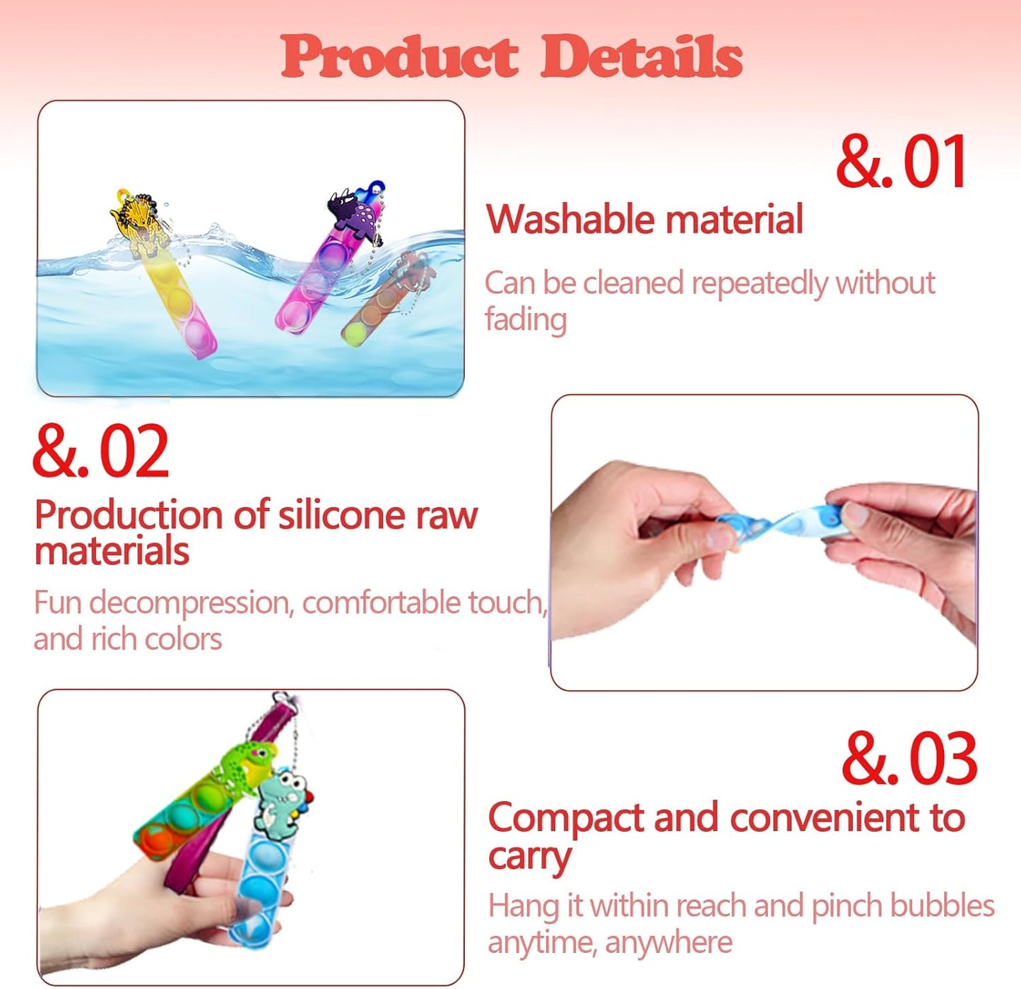 26 Pcs Mini Keychain Pop Fidget Toys for Kids, Birthday Party Favors for 3-5, 4-8, 8-12, Bulk Sensory Toys for Classroom Prizes, Party Supplies for Pinata Stuffers, Carnival Prizes (Dinosaur)