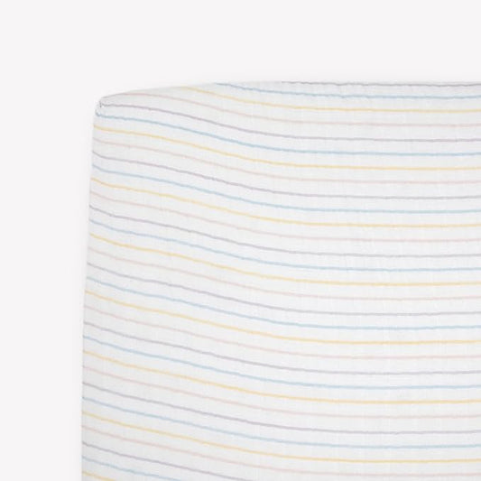 Little Unicorn Premium Crib Sheet | Breathable & Super-Soft Muslin Fabric (Unicorn Stripe)