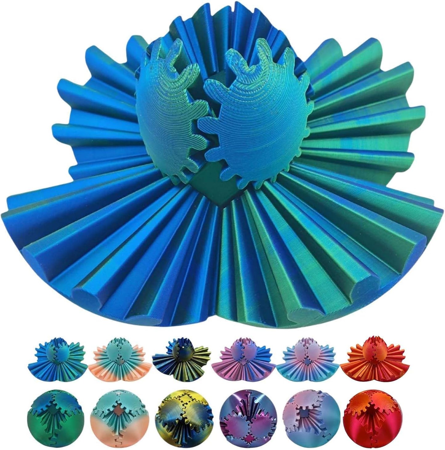 Gear Ball 3D Printed Gear Ball, Gear Fidget Toy, Eye-Catching Spin Ball, Stress Relief Gear Sphere, Ideal for Sensory Needs and Autism, Perfect Creative Gift (A)