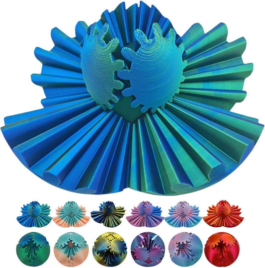 Gear Ball 3D Printed Gear Ball, Gear Fidget Toy, Eye-Catching Spin Ball, Stress Relief Gear Sphere, Ideal for Sensory Needs and Autism, Perfect Creative Gift (A)