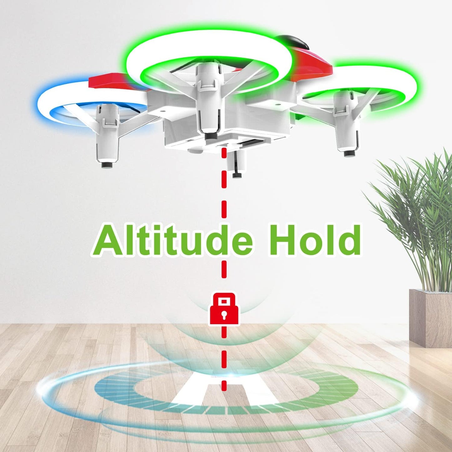 Dwi Dowellin 4.9 Inch Mini Drone for Kids Crash Proof LED Lights One Key Take Off Landing Flips RC Remote Control Small Drones Toys for Beginners Boys and Girls Adults Nano Quadcopter, Red