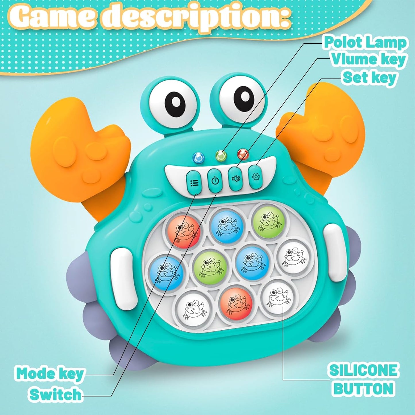 Fast Push Game, Pop Bubble Fidget Toy Quick Push Light Up Popping Game Toys for Ages 4-12, Birthday Gifts for Boys & Girls & Teens