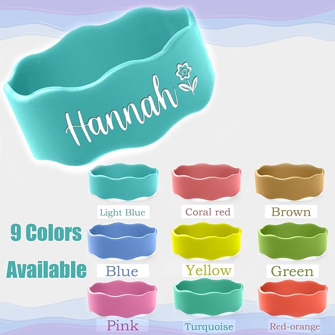 Custom Baby Bottle Labels for Daycare Personalized Water Bottle Name Bands Engraved Name Silicone Labels Reusable Waterproof Dishwasher Safe Sippy Cup Tags