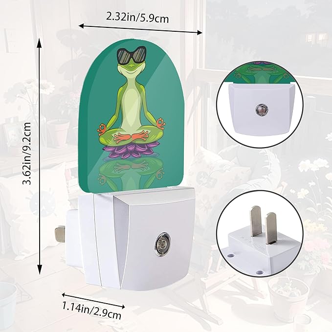 Frog in Meditation Night Light,Funny Night Lights Plug into Wall with Dusk to Dawn Sensor,Lamp for Bedroom Bathroom Hallway Nightlight for Women Girls