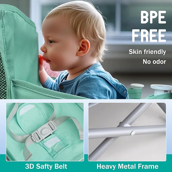 Tiny Marvels Portable 3-in-1 Baby Chair – Cozy Toddler Chair, Baby Seat with Tray, Booster Seat – Compact, Foldable, Safe with Child Safety Belt Carry Bag – Perfect for Travel & Family Time