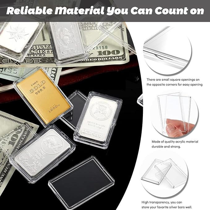 Silver Bar Case 1 Oz Silver Bar Storage Box 40 Count Clear Acrylic Storage Container Modern Style