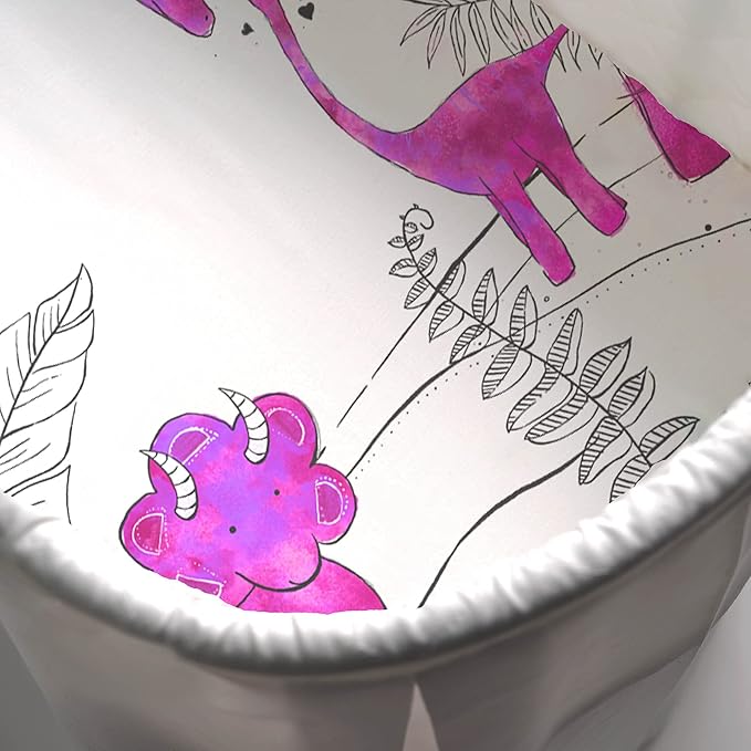 JumpOff Jo - Hypoallergenic Fitted Bassinet Sheet for Baby Boys & Girls - Rectangular, Hourglass & Oval Crib Compatible, Soft, Breathable, Machine Washable - Tiny Dino, Pink