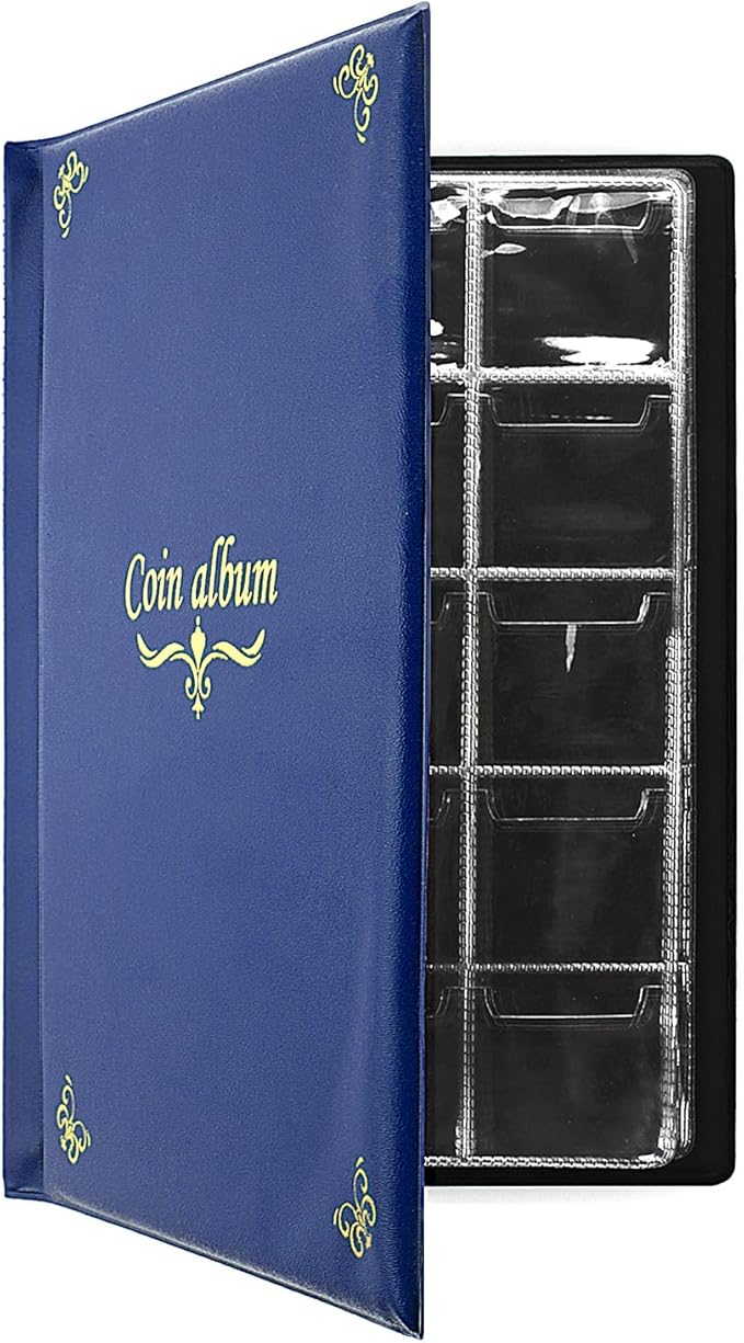 150 Pockets Coin Album, Penny Collecting Book, Souvenir Coins Collection Holder, Ideal for Pressed Pennies Passport, Hobby Coin Collector, Money Specie Display Storage Case (English, Blue)