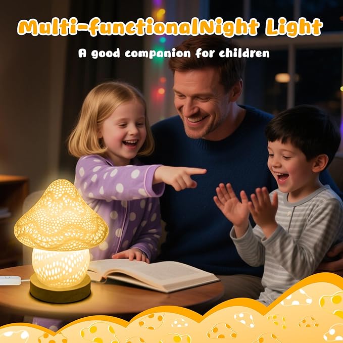 Mushroom Lamp, Night Light for Kids Bedroom,16 Colors LED Kawaii Lamp with Remote, 3D Mushroom Decor Cute Mini Bedside Table Lamp, Birthday & Christmas Gifts for Girls Boys
