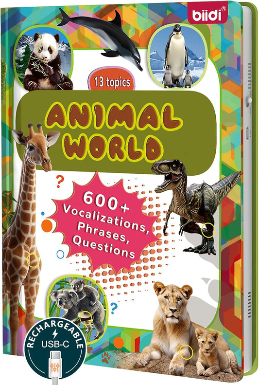 English Talking Book for todddler 3-5,Interactive Sound Book Kids 3 4 5 6 7 8 Year Old,Preschool Educational Learning Toy,Boys and Girls Birthday Gift,Autism Sensory,with 600+Sounds,171 Animal