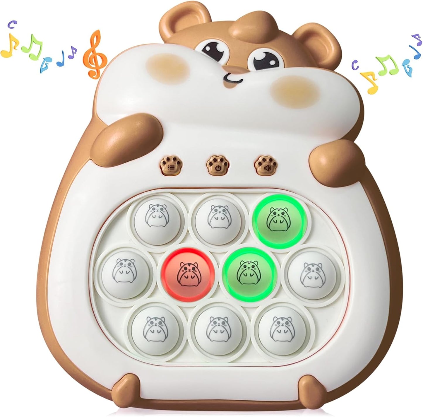 Pop Quick Push Game Light Up Fidget Toys Handheld Puzzle Press Popping Game Console for Kids Ages 3+ Adult Brown Hamster