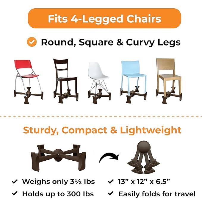 KABOOST Booster Seat for Kitchen Chair, Chocolate - Goes Under The Chair - Portable Booster for Toddlers and Grown Ups