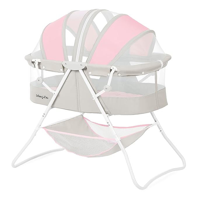 Dream On Me Karley Bassinet in Grey and Pink